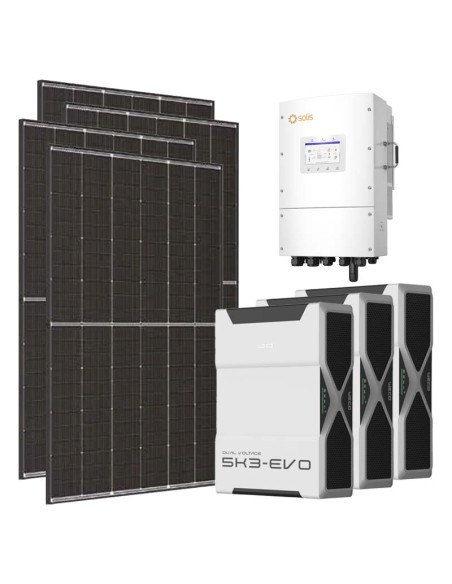 Three-phase photovoltaic kit 15470W 15kW Solis LV inverter 15.66kWh Weco EVO 5k3 lithium battery