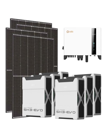 Kit fotovoltaico trifase 6370W inverter 6kW Solis litio 31.32kWh Weco EVO 5k3