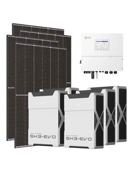 Three-phase photovoltaic kit 20020W 20kW Solis inverter 26.1kWh Weco EVO 5k3 lithium battery