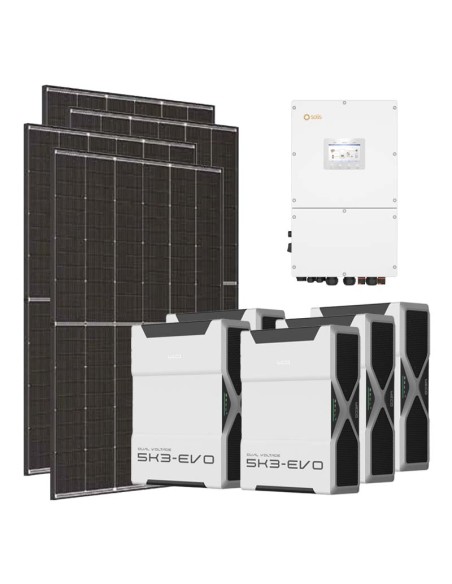Three-phase photovoltaic kit 50050W 50kW Solis inverter 26.1kWh Weco EVO 5k3 lithium battery