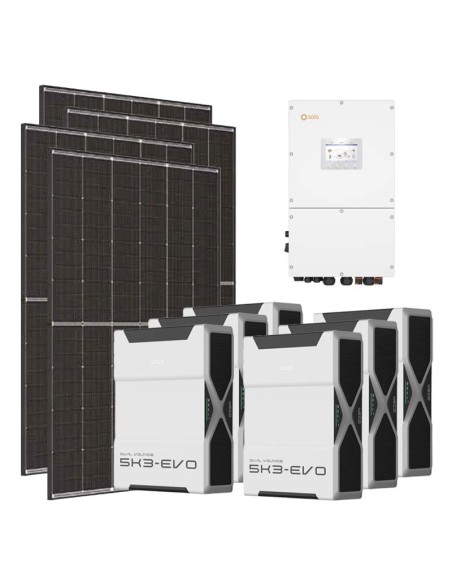 Kit fotovoltaico trifase 50050W inverter 50kW Solis litio 31.32kWh Weco EVO 5k3
