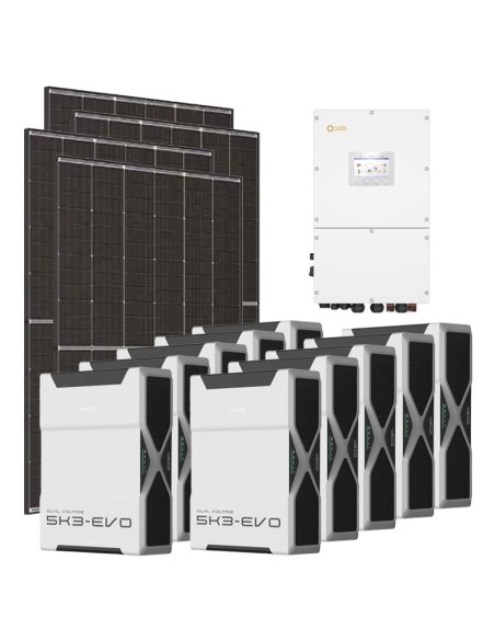 Three-phase photovoltaic kit 50050W 50kW Solis inverter 52.2kWh Weco EVO 5k3 lithium battery