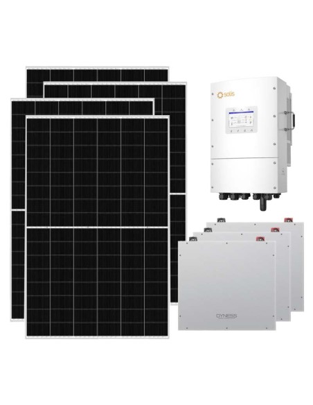 Kit fotovoltaico trifase 12740W inverter 12kW Solis LV batteria al litio 15.36kWh Dyness DL5.0C