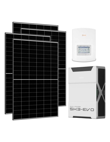 Monofase: vendita all'ingrosso Kit fotovoltaico monofase 3290W inverter Solis 3kW batteria al litio 5.22kWh Weco EVO 5k3