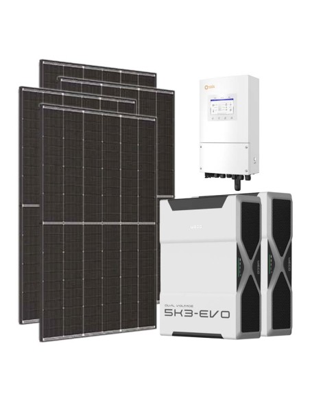 Single-phase photovoltaic kit 5100W 5kW Solis inverter 10.44kWh Weco EVO 5k3 lithium battery