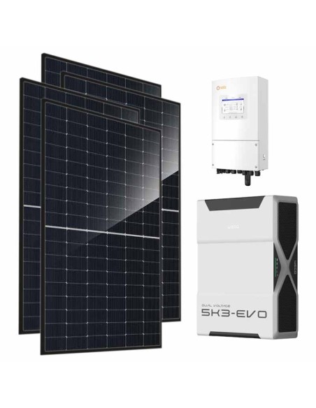 Single-phase photovoltaic kit 6440W 6kW Solis inverter 5.22kWh Weco EVO 5k3 lithium storage