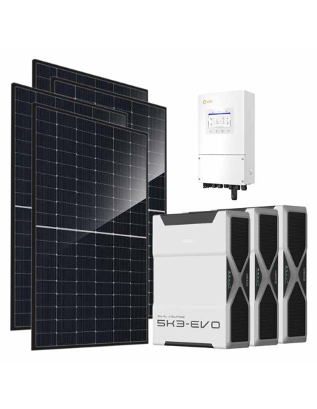 Monofase: vendita all'ingrosso Kit fotovoltaico monofase 6440W inverter Solis 6kW accumulo litio 15.66kWh Weco EVO 5k3
