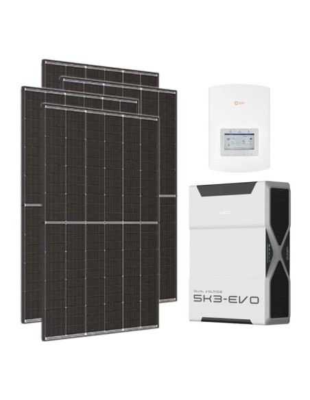 Single-phase photovoltaic kit 3600W 3kW Solis inverter Weco EVO 5k3 5.22kWh lithium battery