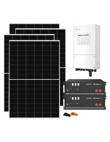 Kit fotovoltaico monofase 3640W inverter 3.6kW Solis batteria al litio 9.6kWh Pylontech US5000