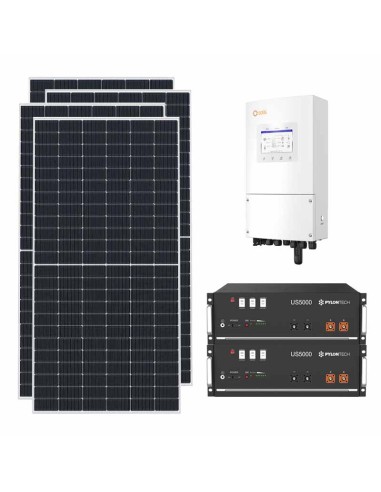 Kit fotovoltaico monofase 4095W inverter 3.6kW Solis batteria al litio 9.6kWh Pylontech US5000