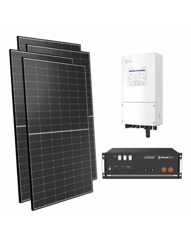 Kit fotovoltaico monofase 3600W inverter 3.6kW Solis batteria al litio 4.8kWh Pylontech US5000