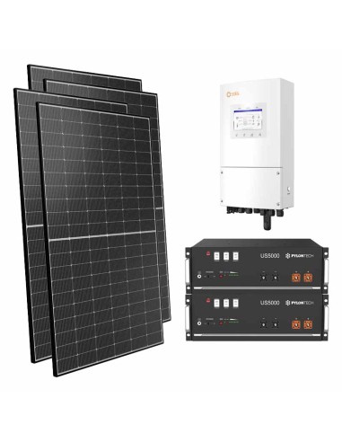 Single-phase photovoltaic kit 3600W 3.6kW inverter Solis 9.6kWh lithium battery Pylontech US5000