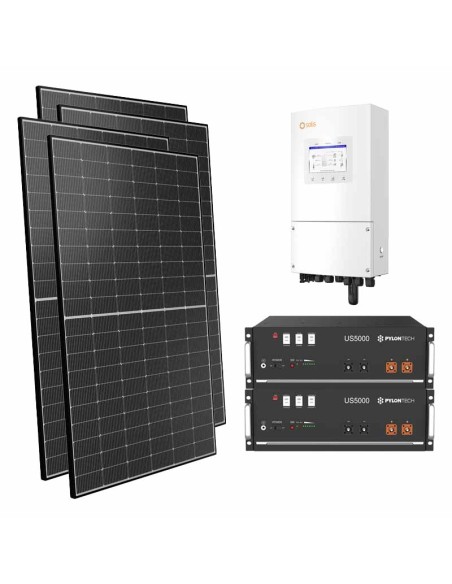 Single-phase photovoltaic kit 3600W 3.6kW inverter Solis 9.6kWh lithium battery Pylontech US5000