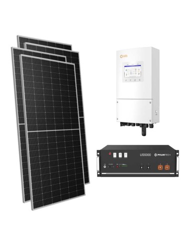 Single-phase photovoltaic kit 4165W 3.6kW inverter Solis 4.8kWh lithium battery Pylontech US5000