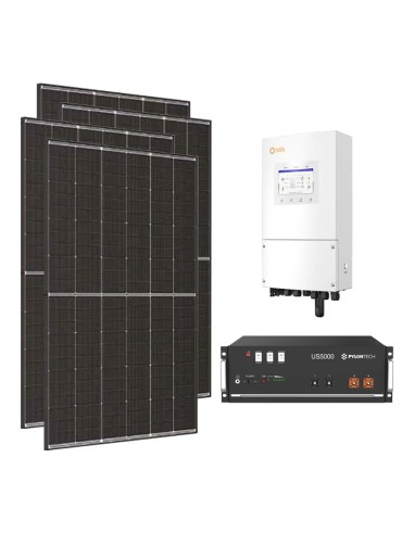 Single-phase photovoltaic kit 4080W 3.6kW inverter Solis 4.8kWh lithium battery Pylontech US5000