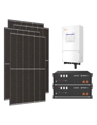 Single-phase photovoltaic kit 4080W 3.6kW inverter Solis 9.6kWh lithium battery Pylontech US5000
