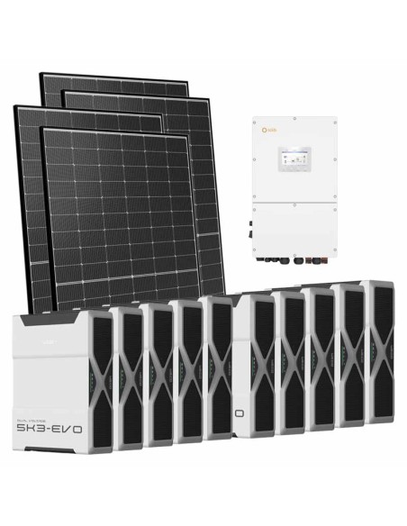 Three-phase photovoltaic kit 50400W 50kW Solis inverter Weco EVO 5k3 52.2kWh lithium battery