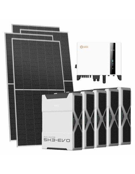 Three-phase photovoltaic kit 11160W 10kW Solis inverter Weco EVO 5k3 26.1kWh lithium battery