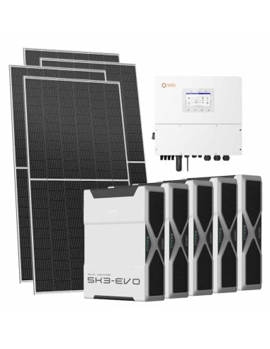 Three-phase photovoltaic kit 12400W 12kW Solis inverter Weco EVO 5k3 26.1kWh lithium battery