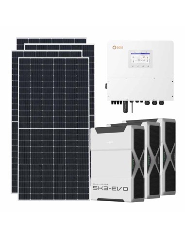 Three-phase photovoltaic kit 15210W 15kW Solis inverter 15.66kWh Weco EVO 5k3 lithium battery