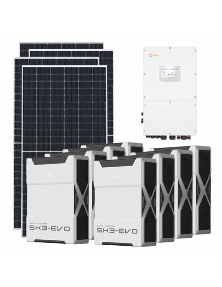 Three-phase photovoltaic kit 30420W 30kW Solis inverter 41.76kWh Weco EVO 5k3 lithium battery