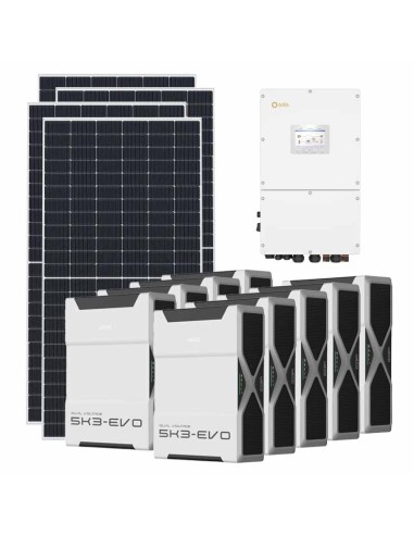 Three-phase photovoltaic kit 60255W 60kW Solis inverter 46.98kWh Weco EVO 5k3 lithium battery