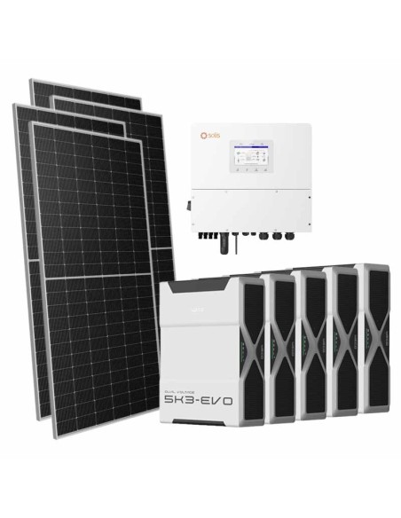 Three-phase photovoltaic kit 15470W 15kW Solis inverter 26.1kWh lithium battery Weco EVO 5k3