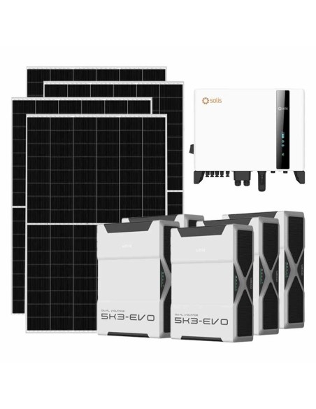 Three-phase photovoltaic kit 6370W 6kW Solis inverter 26.1kWh Weco EVO 5k3 lithium battery