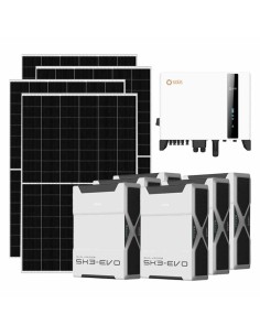 Three-phase photovoltaic kit 6370W 6kW Solis inverter 31.32kWh Weco EVO 5k3 lithium battery