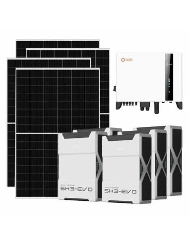 Three-phase photovoltaic kit 10010W 10kW Solis inverter 26.1kWh Weco EVO 5k3 lithium battery