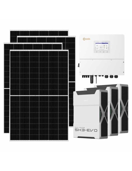 Three-phase photovoltaic kit 12740W 12kW Solis inverter 15.66kWh Weco EVO 5k3 lithium battery