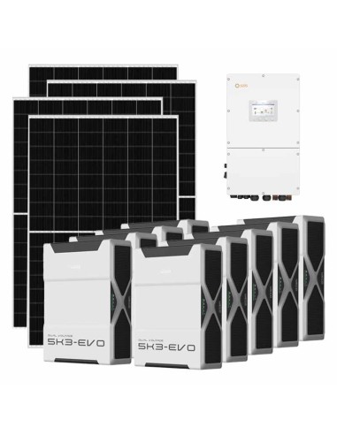 Three-phase photovoltaic kit 30030W 30kW Solis inverter 46.98kWh Weco EVO 5k3 lithium battery