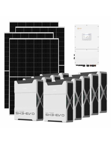 Three-phase photovoltaic kit 30030W 30kW Solis inverter 46.98kWh Weco EVO 5k3 lithium battery