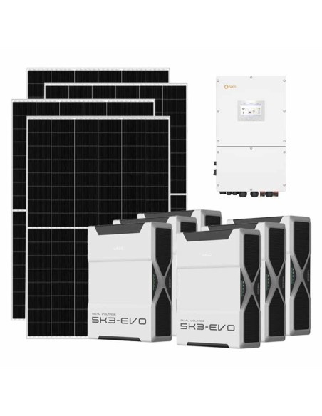 Three-phase photovoltaic kit 40040W 40kW Solis inverter 31.32kWh Weco EVO 5k3 lithium battery