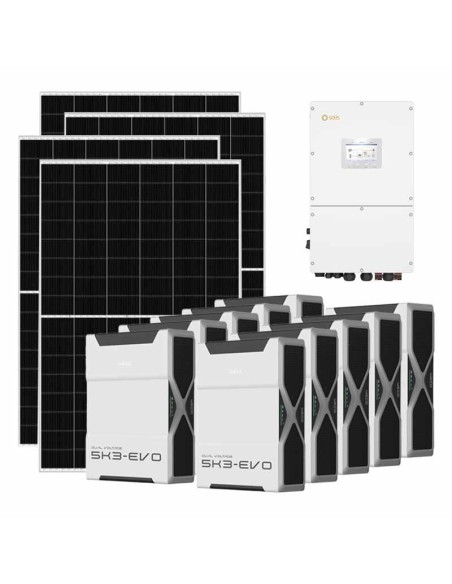 Three-phase photovoltaic kit 40040W 40kW Solis inverter 52.2kWh Weco EVO 5k3 lithium battery