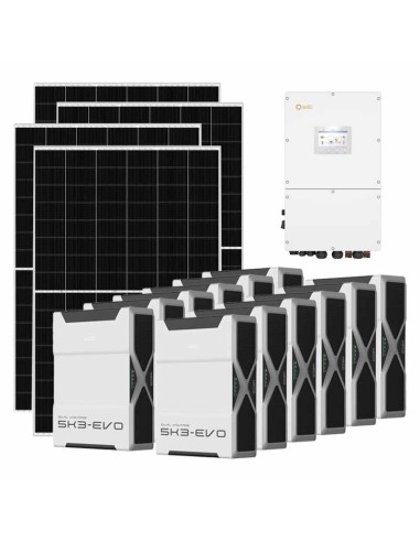 Three-phase photovoltaic kit 50050W 50kW Solis inverter 62.64kWh Weco EVO 5k3 lithium battery
