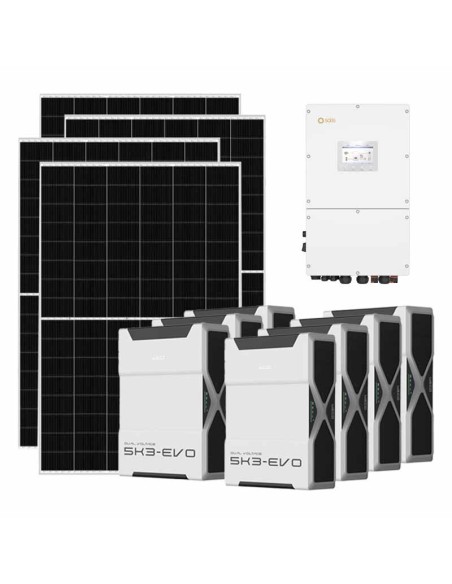 Three-phase photovoltaic kit 60060W 60kW Solis inverter 36.54kWh Weco EVO 5k3 lithium battery