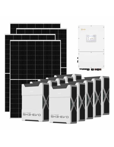 Three-phase photovoltaic kit 60060W 60kW Solis inverter 52.2kWh Weco EVO 5k3 lithium battery