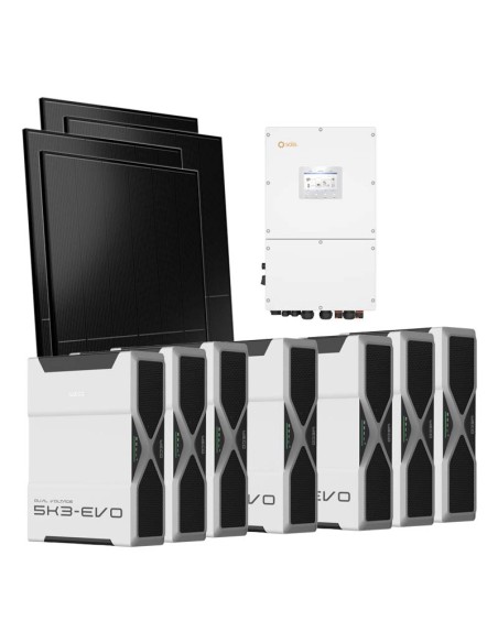 Three-phase photovoltaic kit 30000W 30kW Solis inverter 36.54kWh lithium battery Weco EVO 5k3