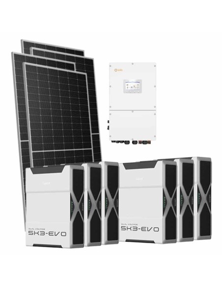 Three-phase photovoltaic kit 30940W 30kW Solis inverter 31.32kWh lithium battery Weco EVO 5k3