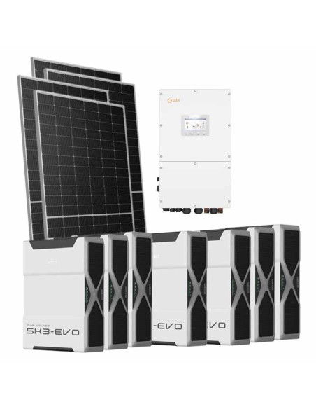 Trifase: vendita all'ingrosso Kit fotovoltaico trifase 30940W inverter 30kW Solis batteria al litio 36.54kWh Weco EVO 5k3