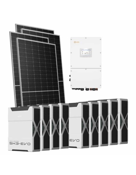Three-phase photovoltaic kit 51170W 50kW Solis inverter 46.98kWh lithium battery Weco EVO 5k3