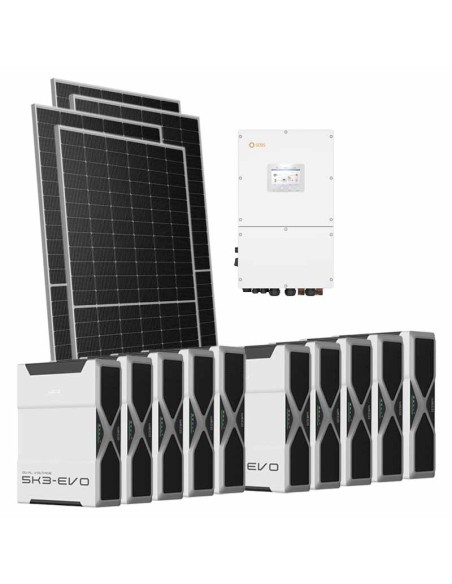 Three-phase photovoltaic kit 51170W 50kW Solis inverter 62.64kWh lithium battery Weco EVO 5k3