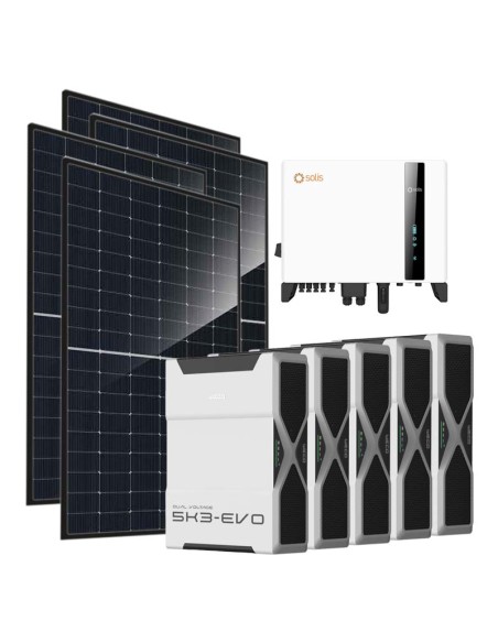 Trifase: vendita all'ingrosso Kit fotovoltaico trifase 6440W inverter 6kW Solis batteria al litio 26.1kWh Weco EVO 5k3