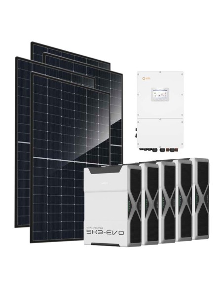 Three-phase photovoltaic kit 30360W 30kW Solis inverter 26.1kWh lithium battery Weco EVO 5k3