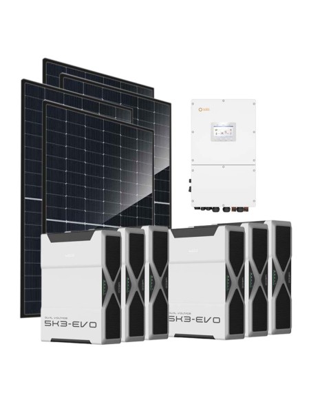Three-phase photovoltaic kit 30360W 30kW Solis inverter 31.32kWh lithium battery Weco EVO 5k3