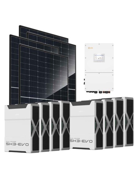 Trifase: vendita all'ingrosso Kit fotovoltaico trifase 30360W inverter 30kW Solis batteria al litio 41.76kWh Weco EVO 5k3
