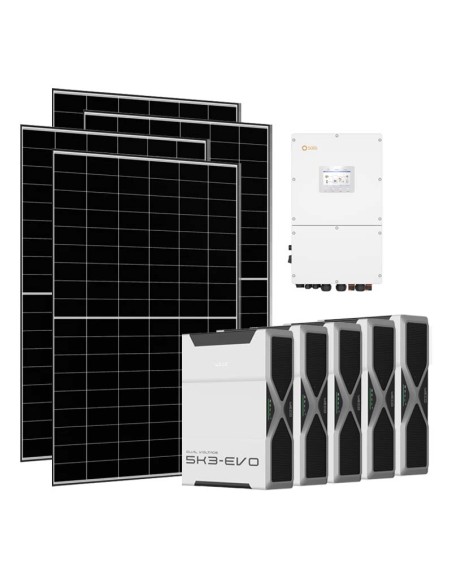Three-phase photovoltaic kit 30400W 30kW Solis inverter 26.1kWh Weco EVO 5k3 lithium battery