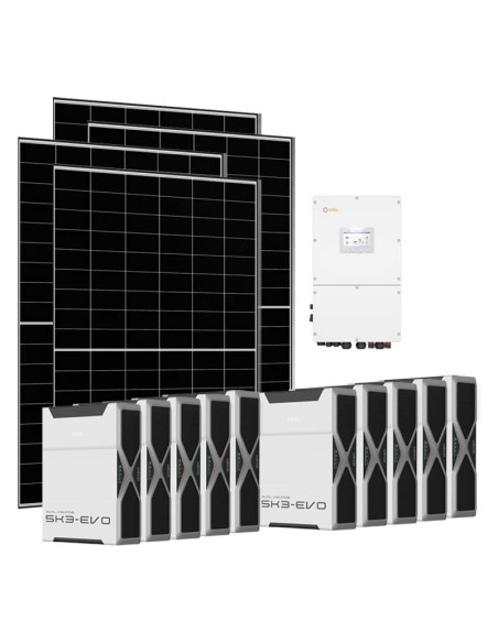 Three-phase photovoltaic kit 50350W 50kW Solis inverter 52.2kWh Weco EVO 5k3 lithium battery
