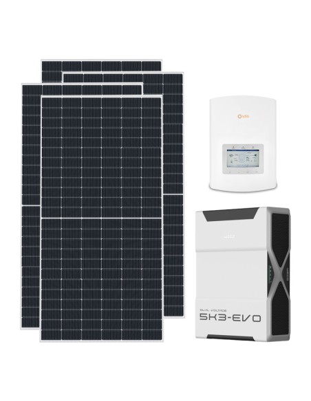 Monofase: vendita all'ingrosso Kit fotovoltaico monofase 3510W inverter 3kW Solis litio 5.22kWh Weco EVO 5k3